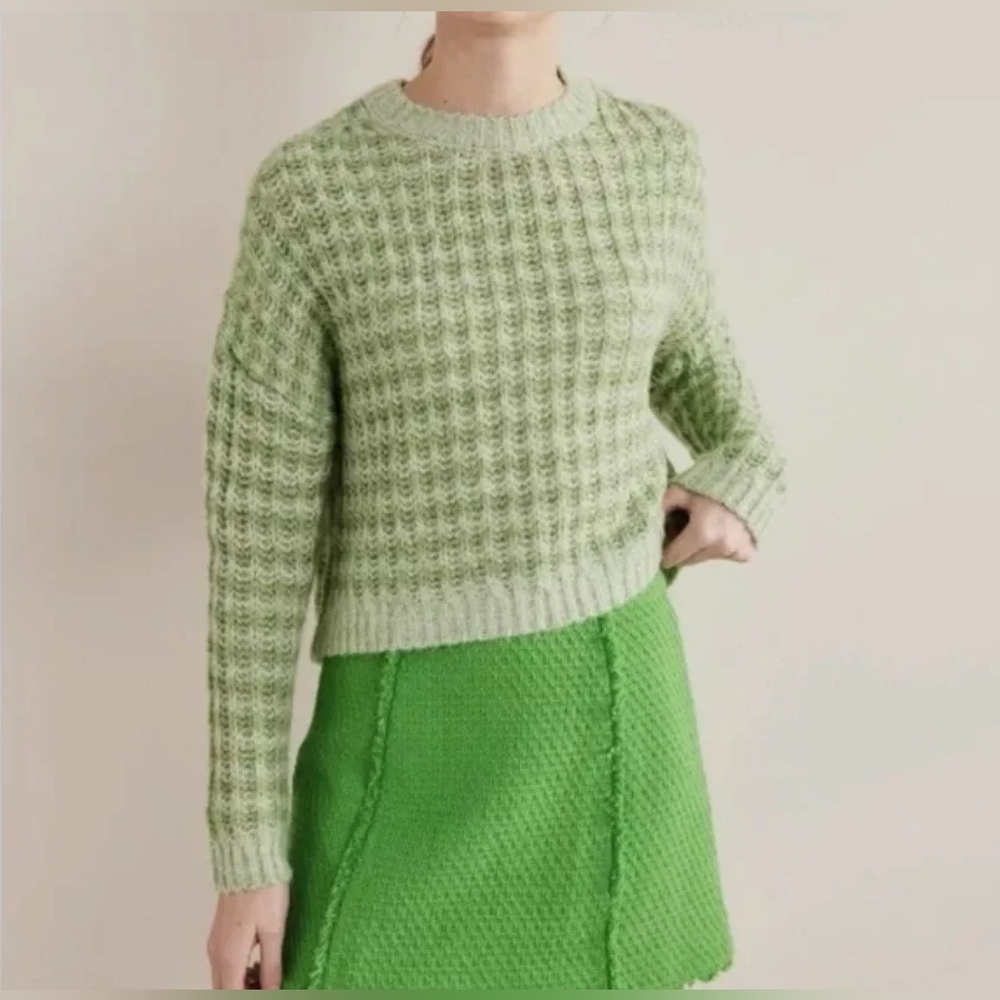 Boden green slouchy cable knit pullover sweater sz M